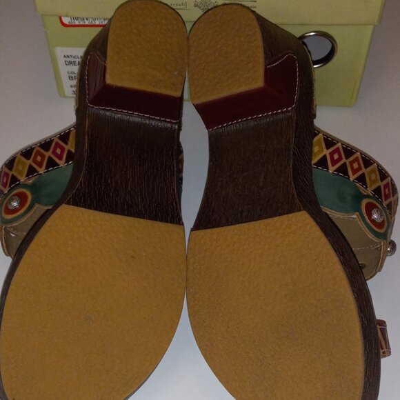 L'Artiste 37 Brown Leather Toe Slide Sandals w/Heel and Box 6.5 Spring Step - Picture 6 of 7